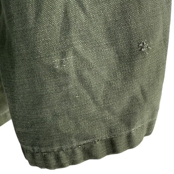 Vintage 60s Army Olive Green Cotton Sateen Shirt Medium - Picture 7 of 10